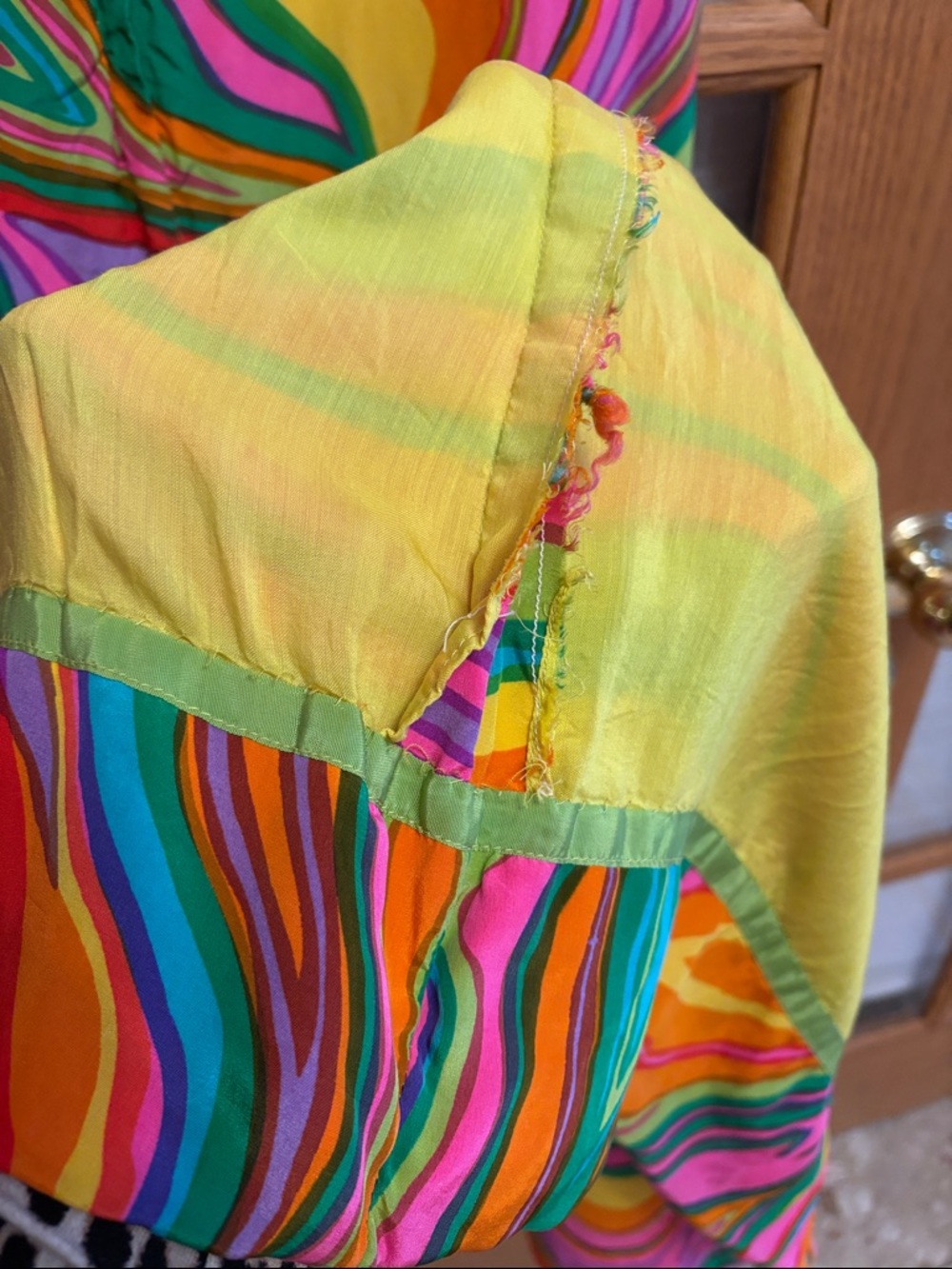 Vintage Multicolor Swirl Maxi Dress - Pink, Orange, Yellow, Green, Purple - Picture 4 of 5